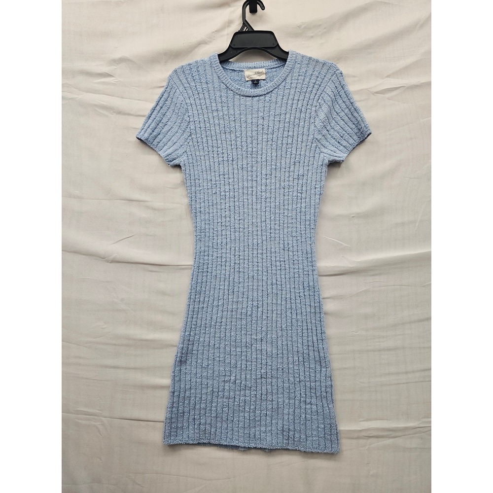 Universal Thread Womens Ribbed Mini Dress Blue Cotton Blend Casual Size Medium